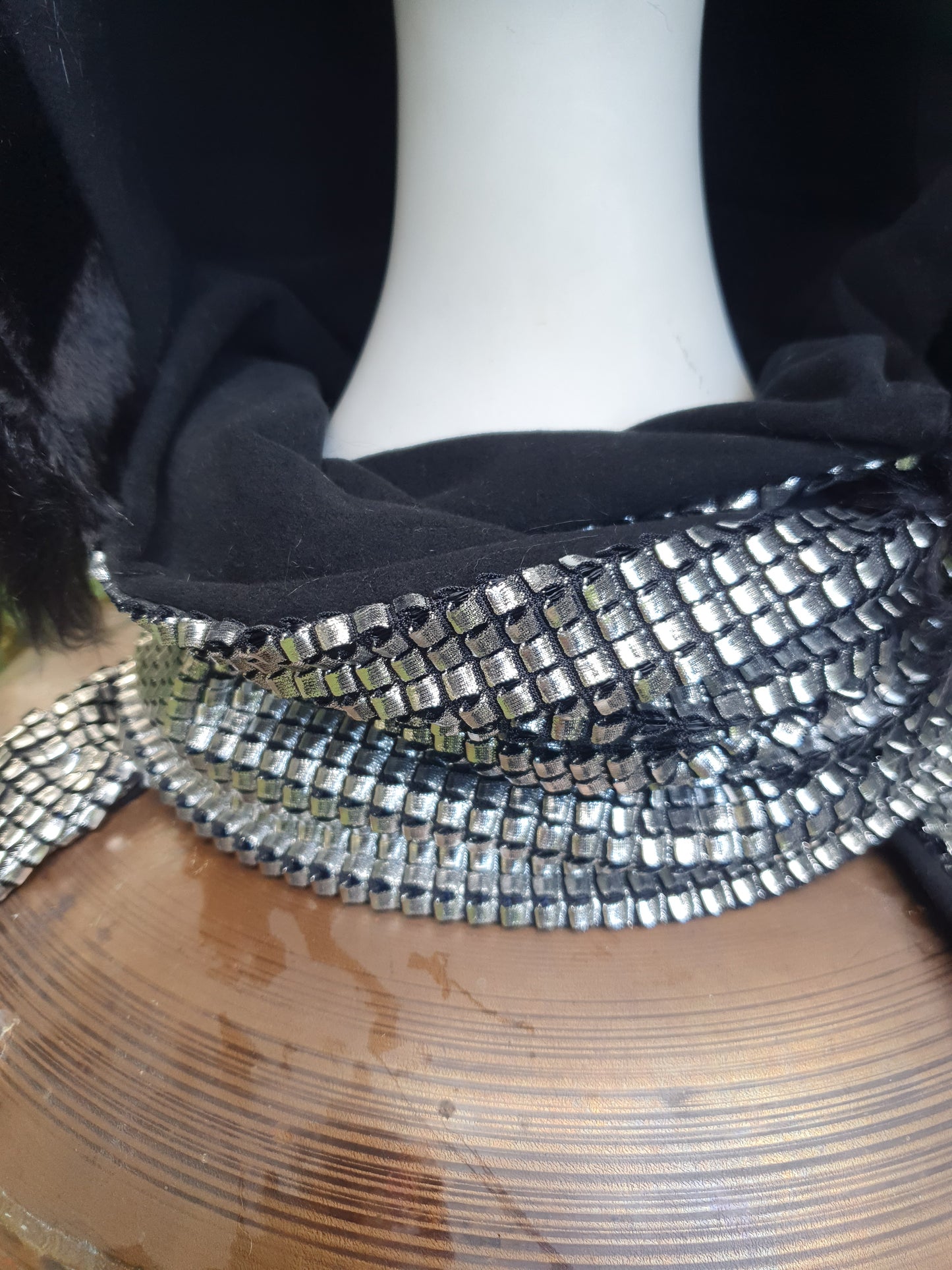 Chunky Metallic Silver Hooded Scarf