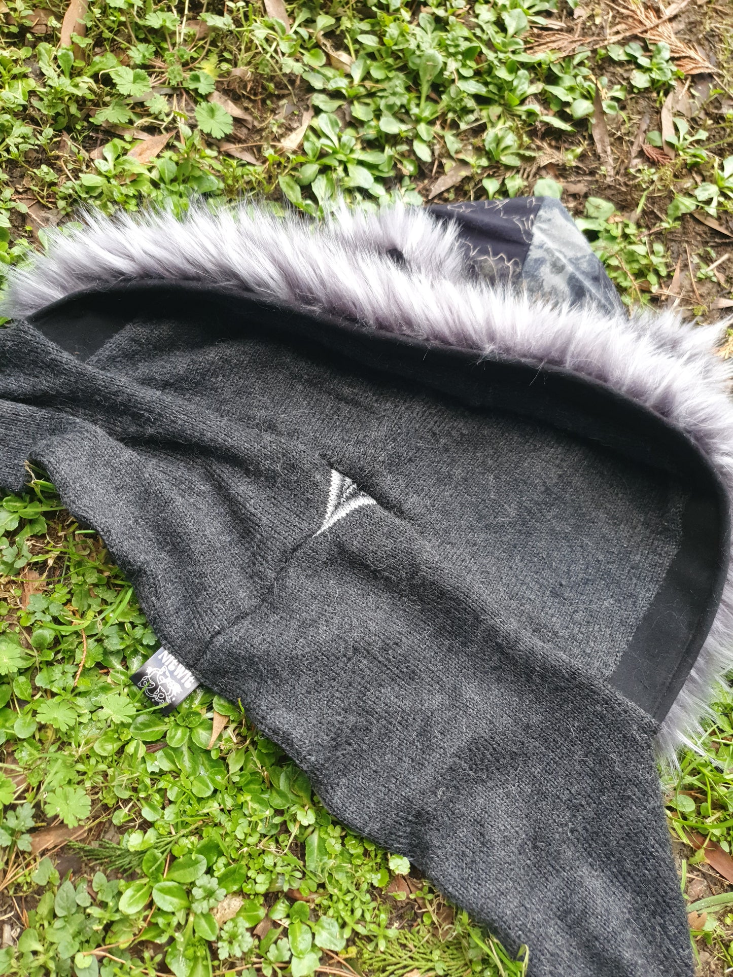 Grey Lush Hooded Scarf with Alpaca knit lining