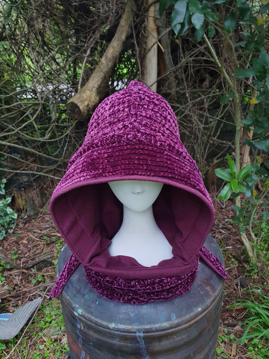 Purple Boysenberry Hooded Scarf