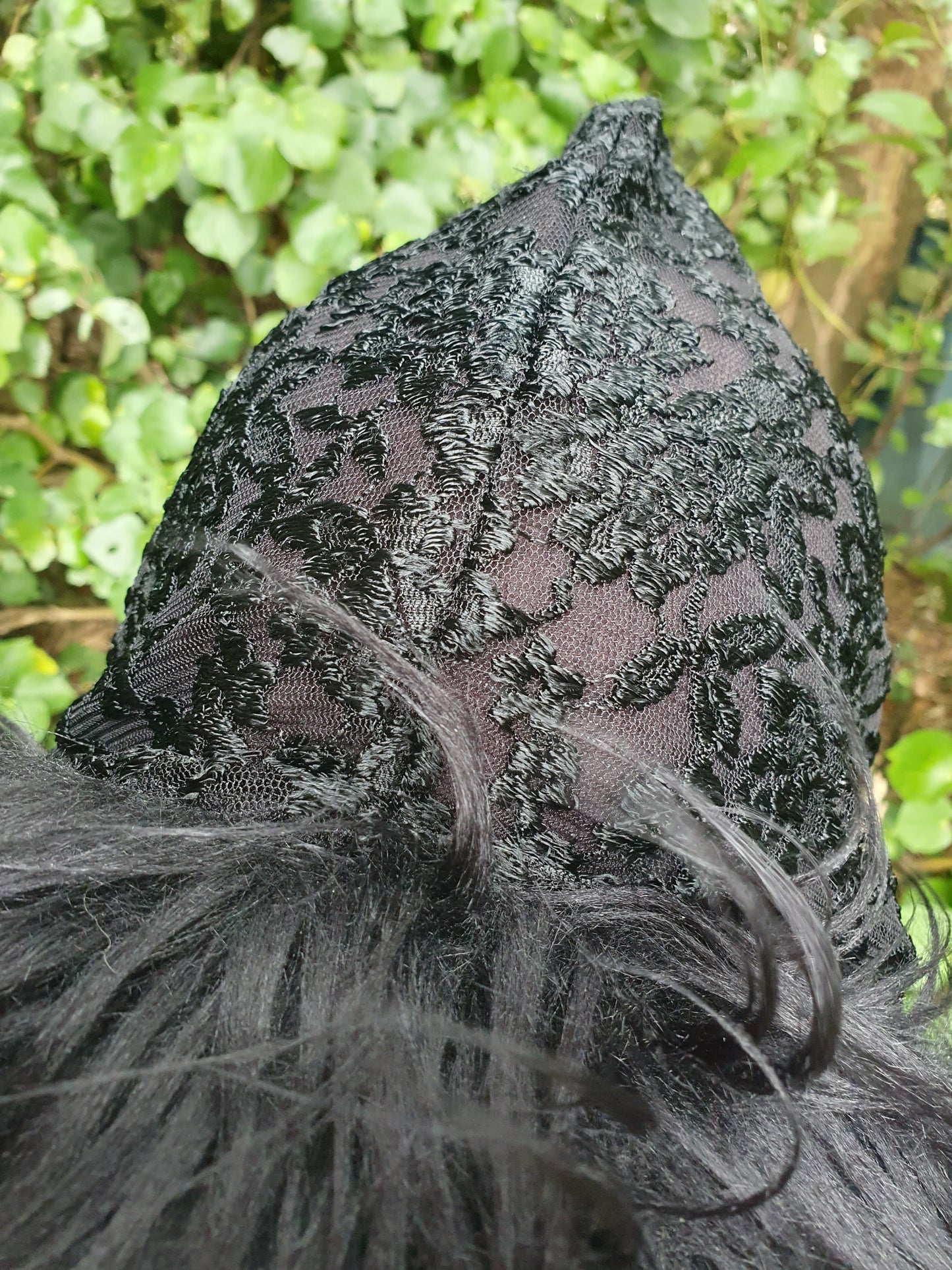 Black, Black and Black Lace Hooded Scarf