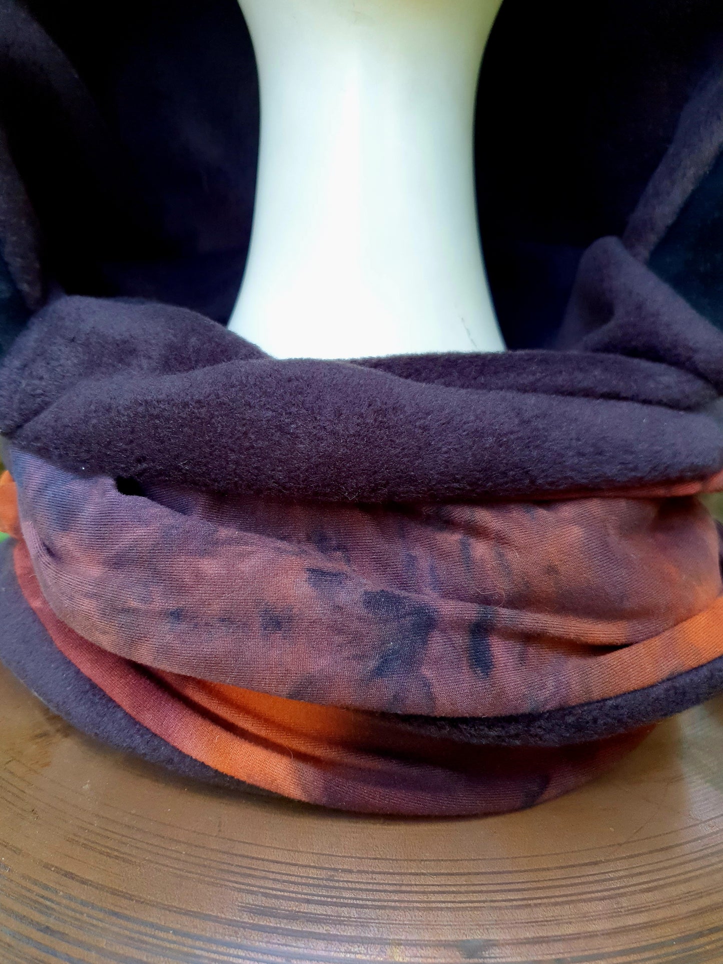 Lava & Leather Trim Hooded Scarf