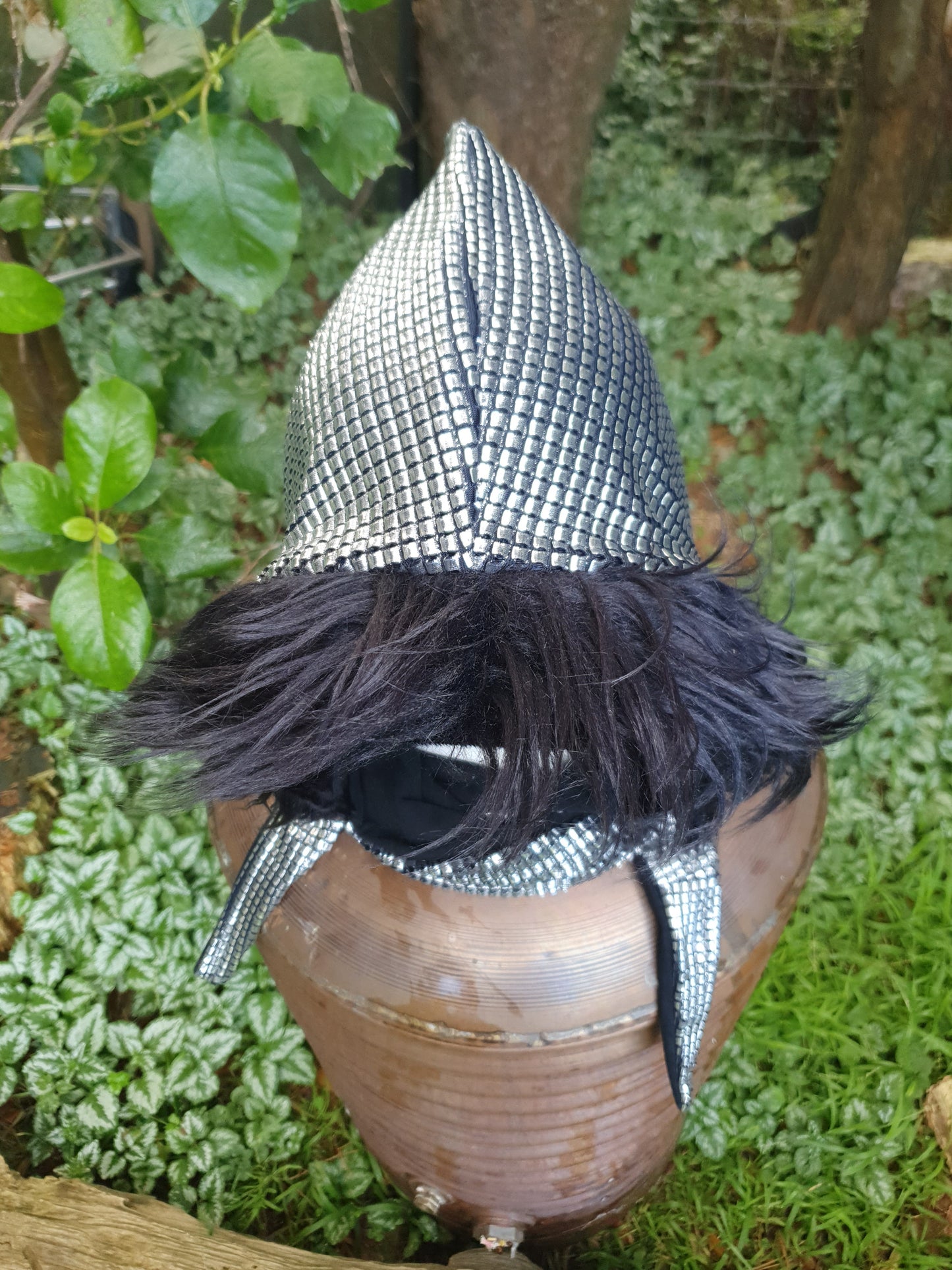 Chunky Metallic Silver Hooded Scarf