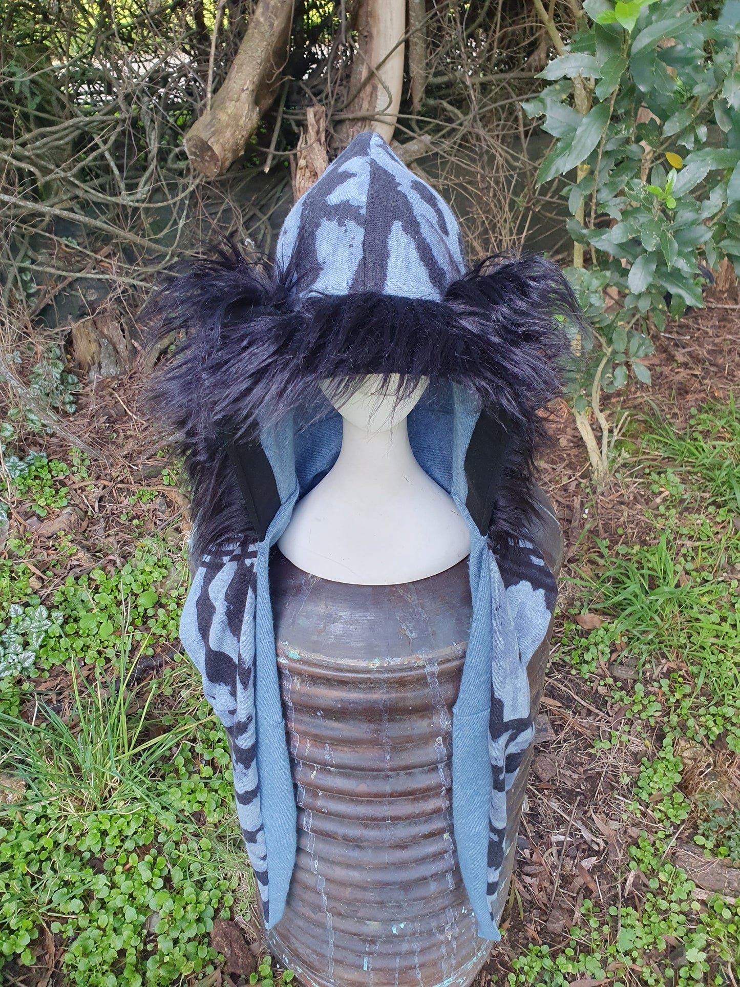 Shadowy Blue Merino Cashmere Hood & Glove Set
