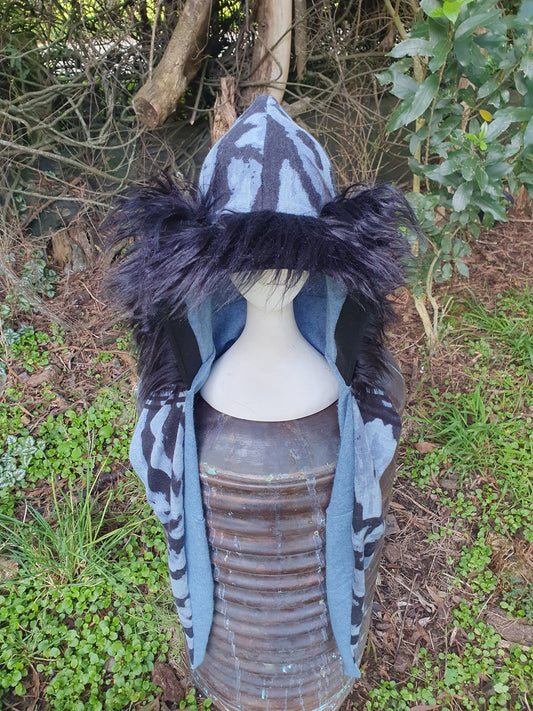 Shadowy Blue Merino Cashmere Hood & Glove Set