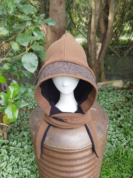 Cotton & Bamboo Kōwhaiwhai Hooded Scarf
