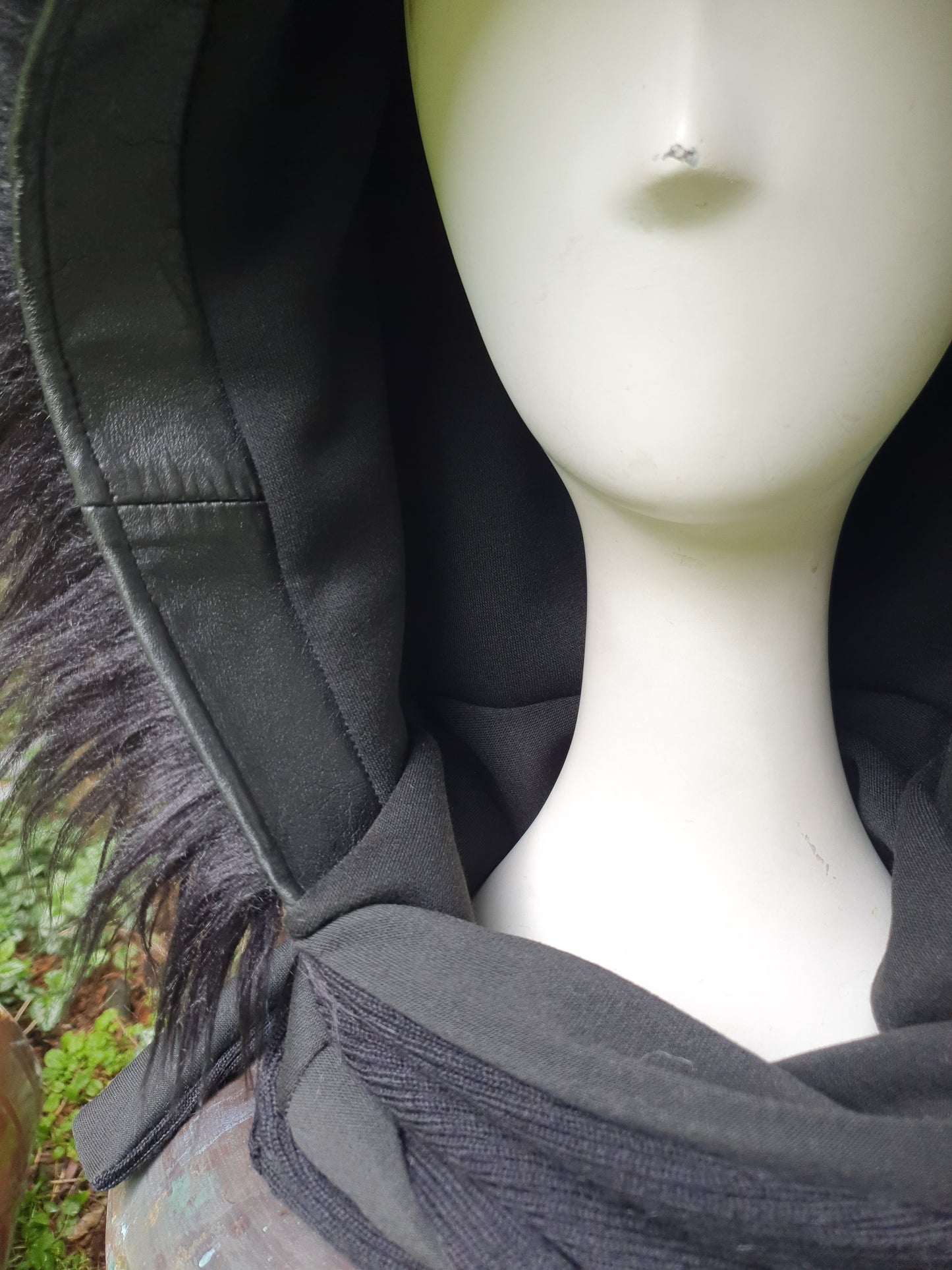 Solid Black Hooded Scarf