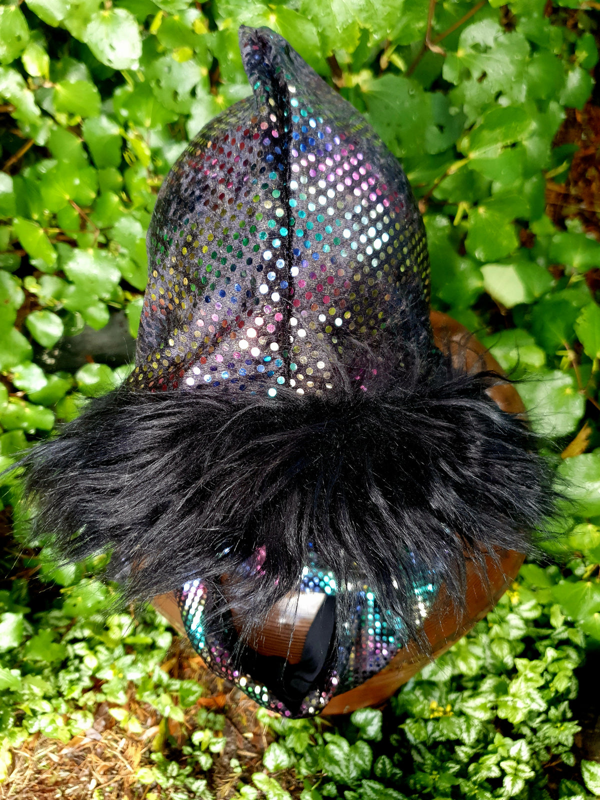 Iridescent Black Rainbow Hooded Scarf