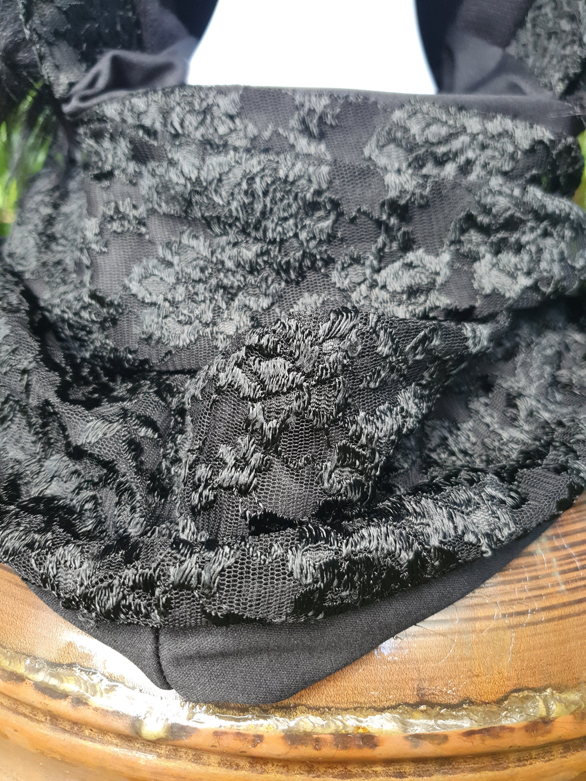 Triple Black Lace Hooded Scarf