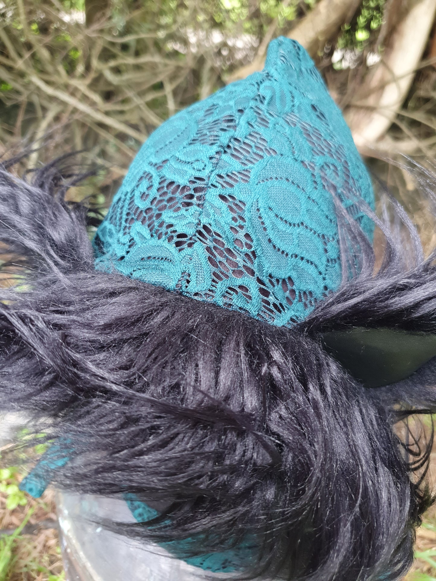 Emerald Green Lace Hooded Scarf