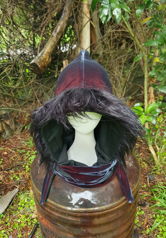 2 Tone Velvet Hooded Scarf