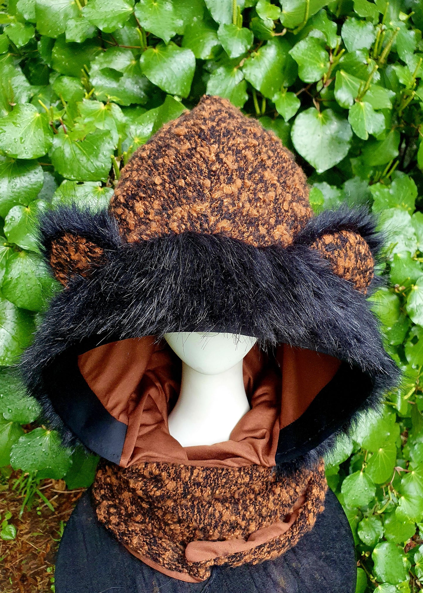 Brown Bear hooded scarf