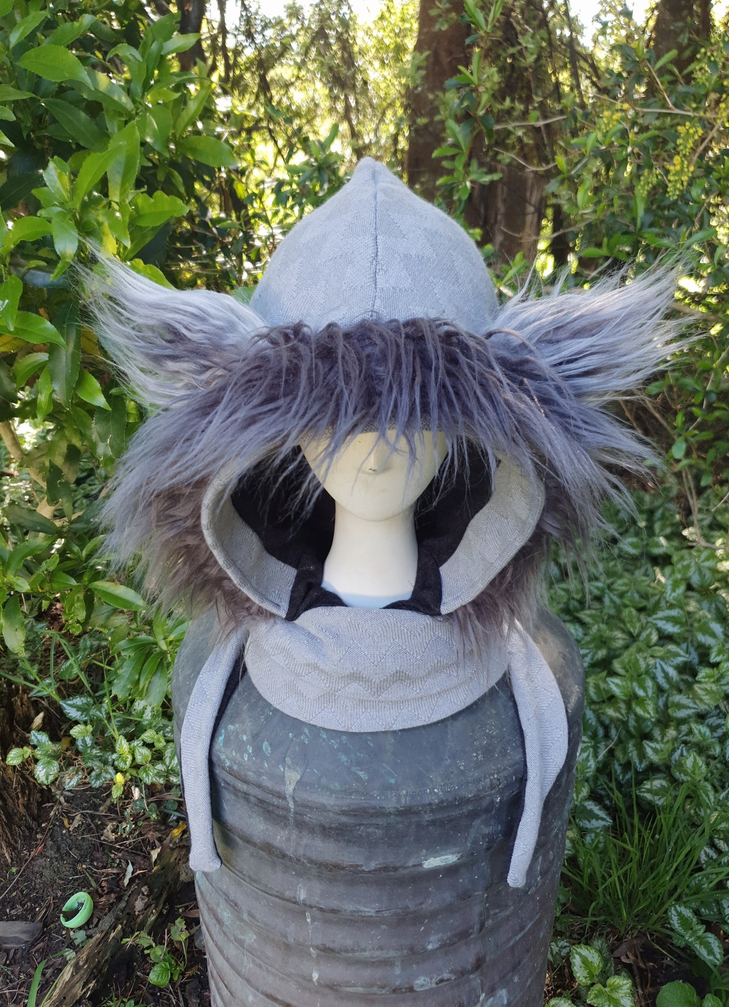 Merino Grey Luxe Hooded Scarf