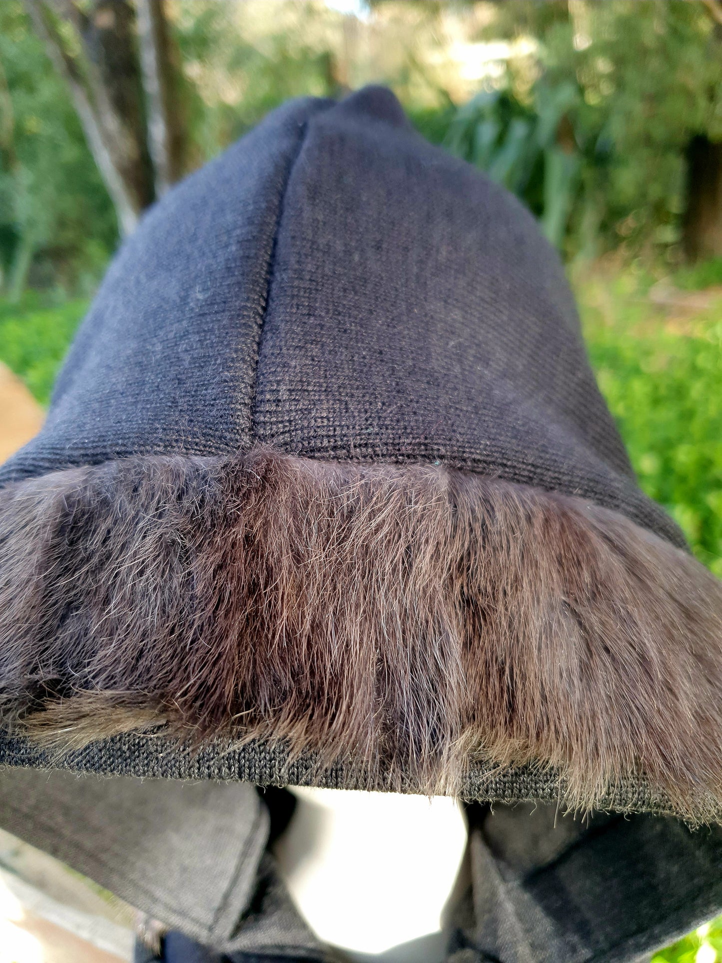 Black Merino and Grey Vintage Fur