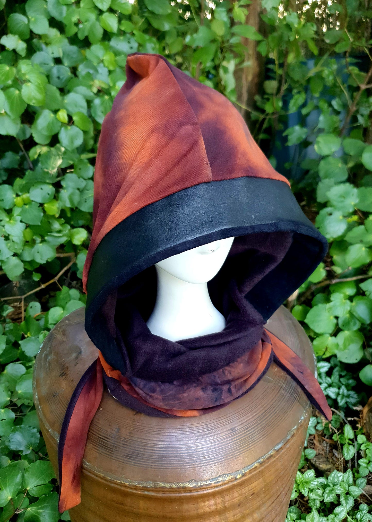 Lava & Leather Trim Hooded Scarf