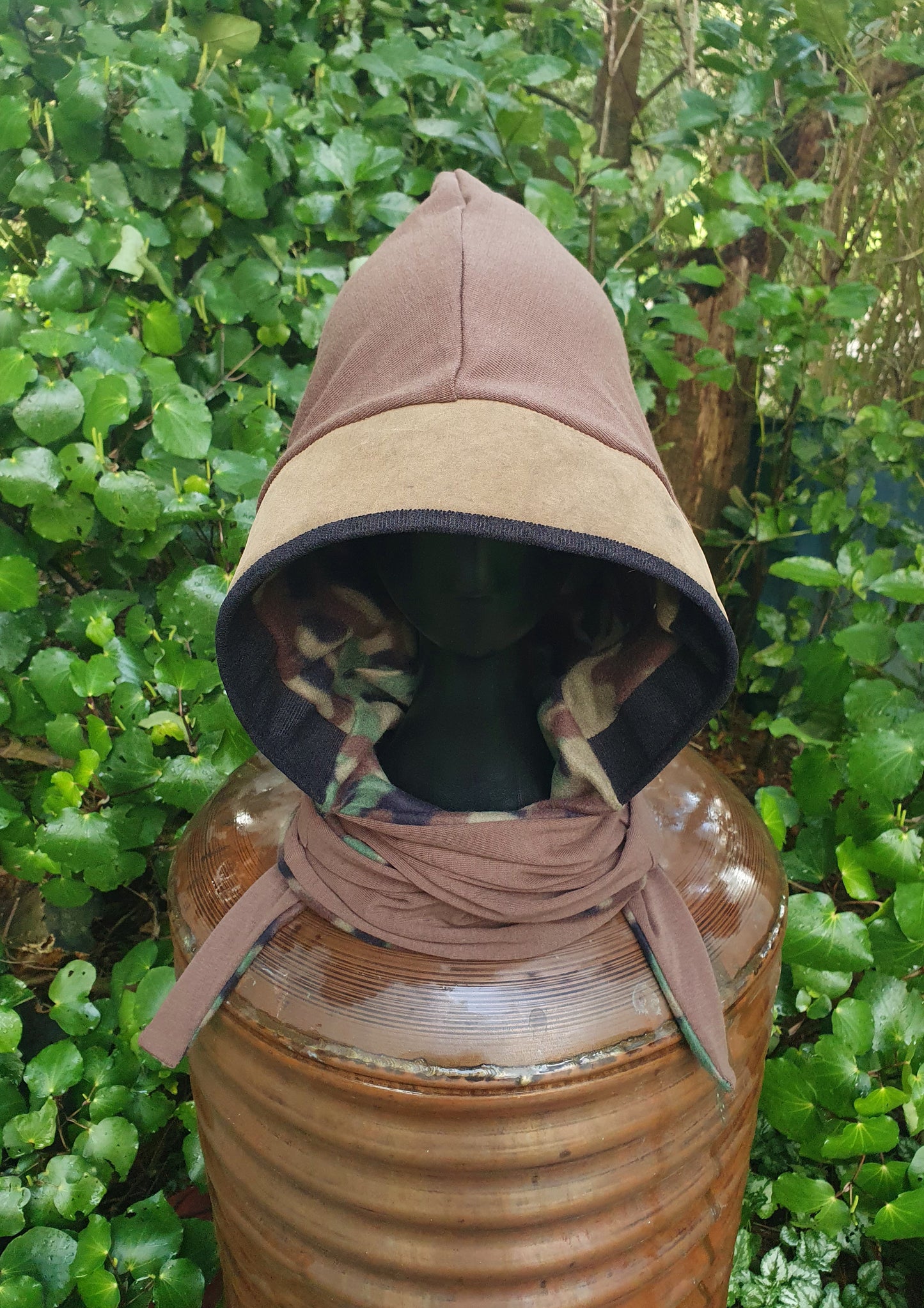 Oilskin Trim, Cotton and Fleece reversible Hooded Scarf
