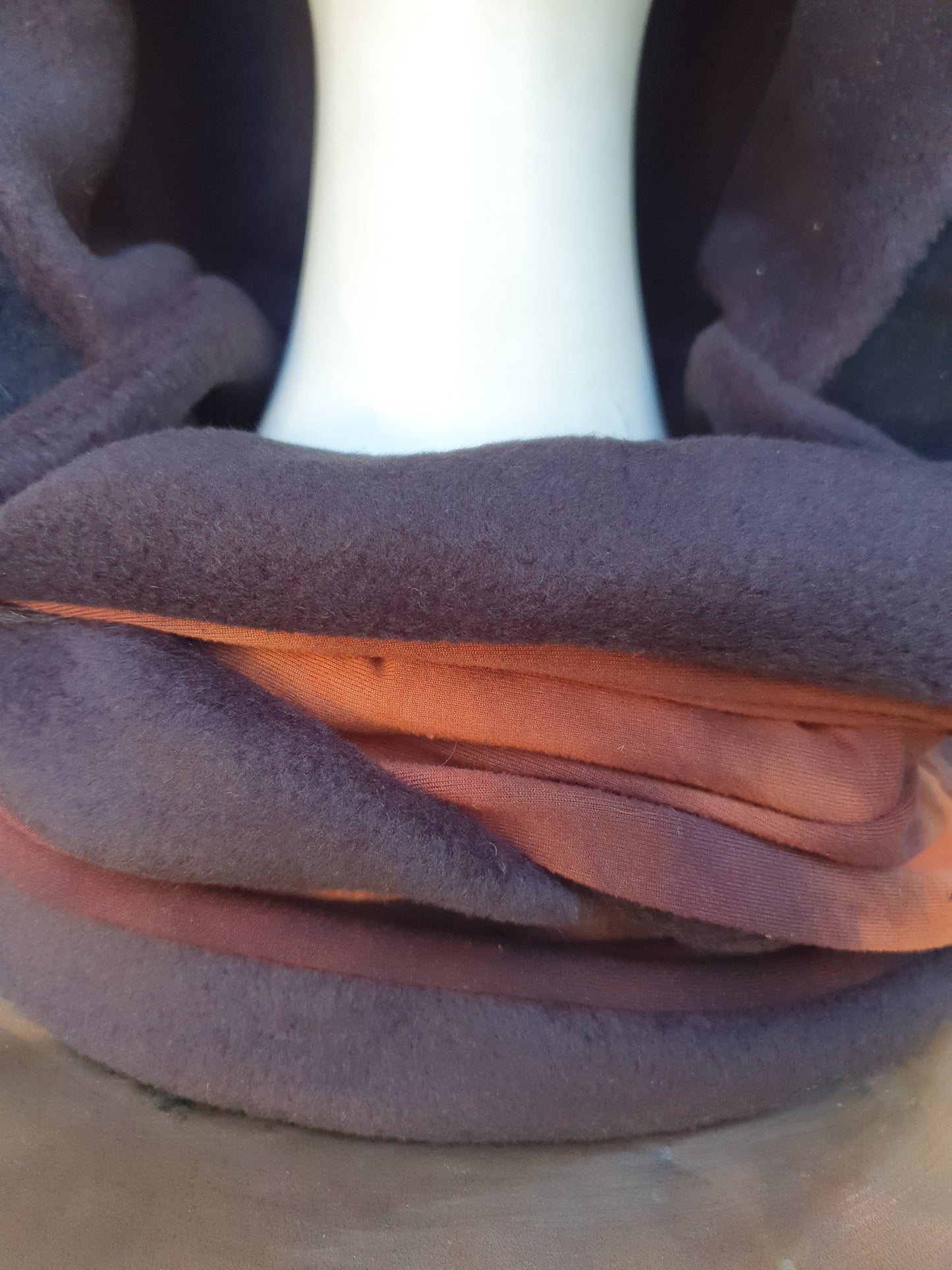 Lava & Black faux fur Hooded Scarf