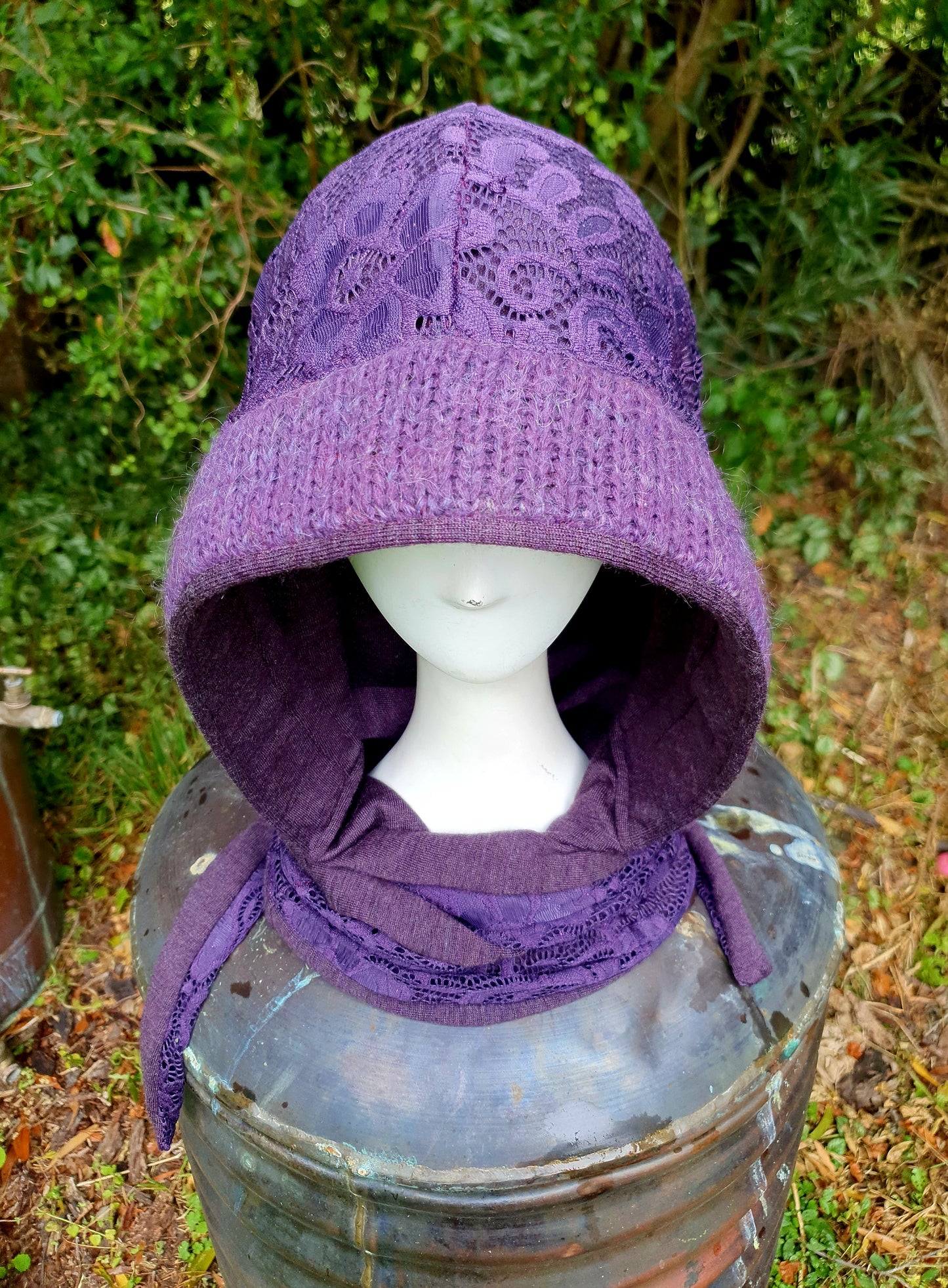 Purple lace, mohair and merino