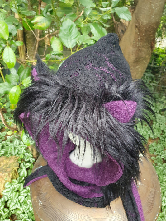 Black Paisley Lace with Purple Mohair/Alpaca