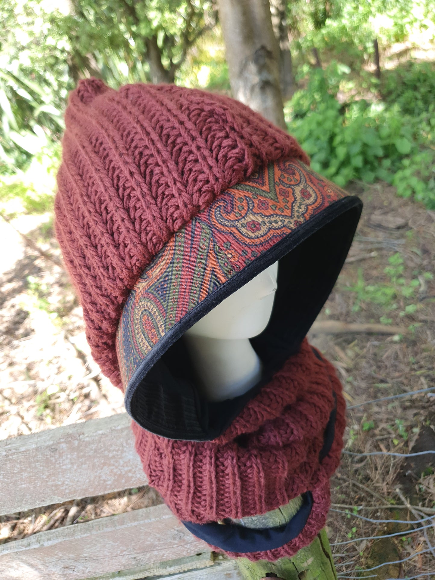 Fiery Mahogany Chunk Hooded Scarf