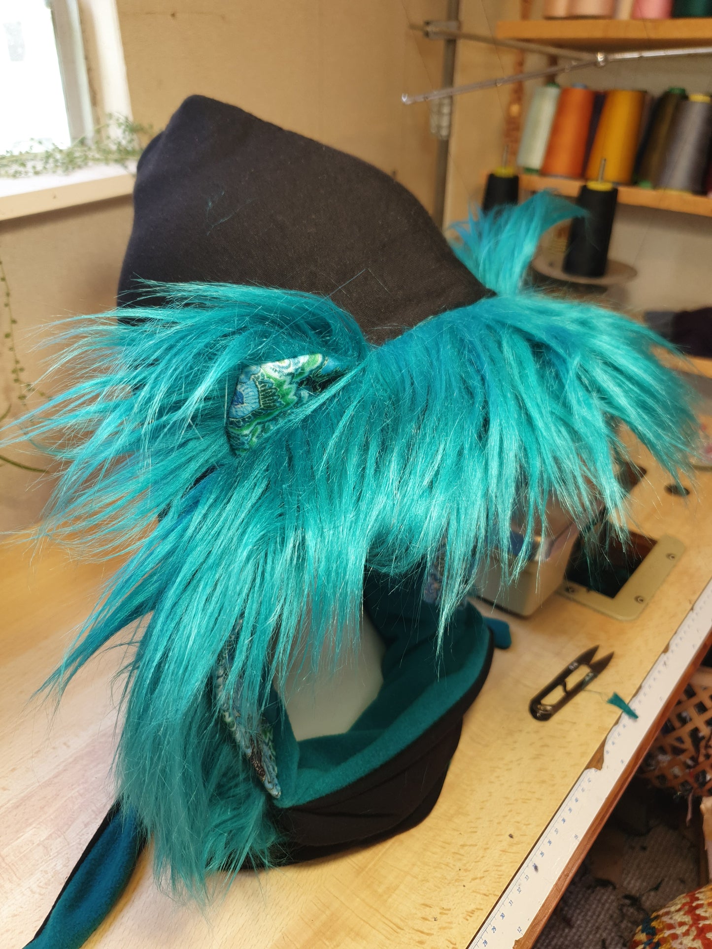 Teal and Black Mandala Hood and Glove set