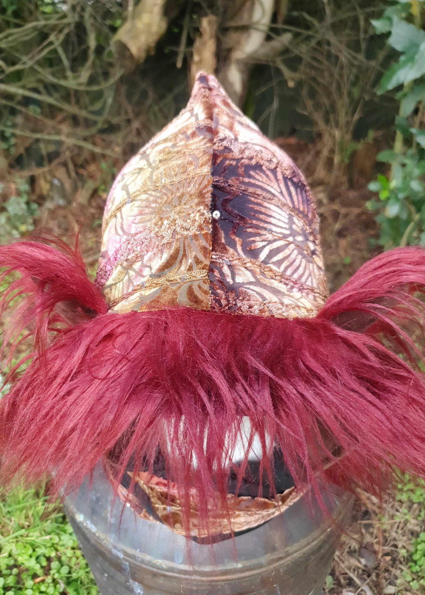 Velvety Autumn tone Hooded Scarf