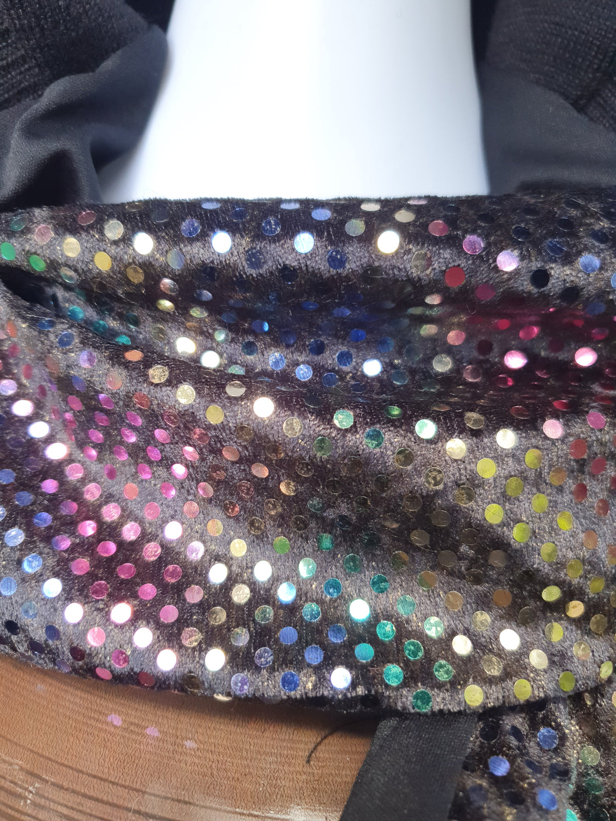 Iridescent Black Rainbow Hooded Scarf