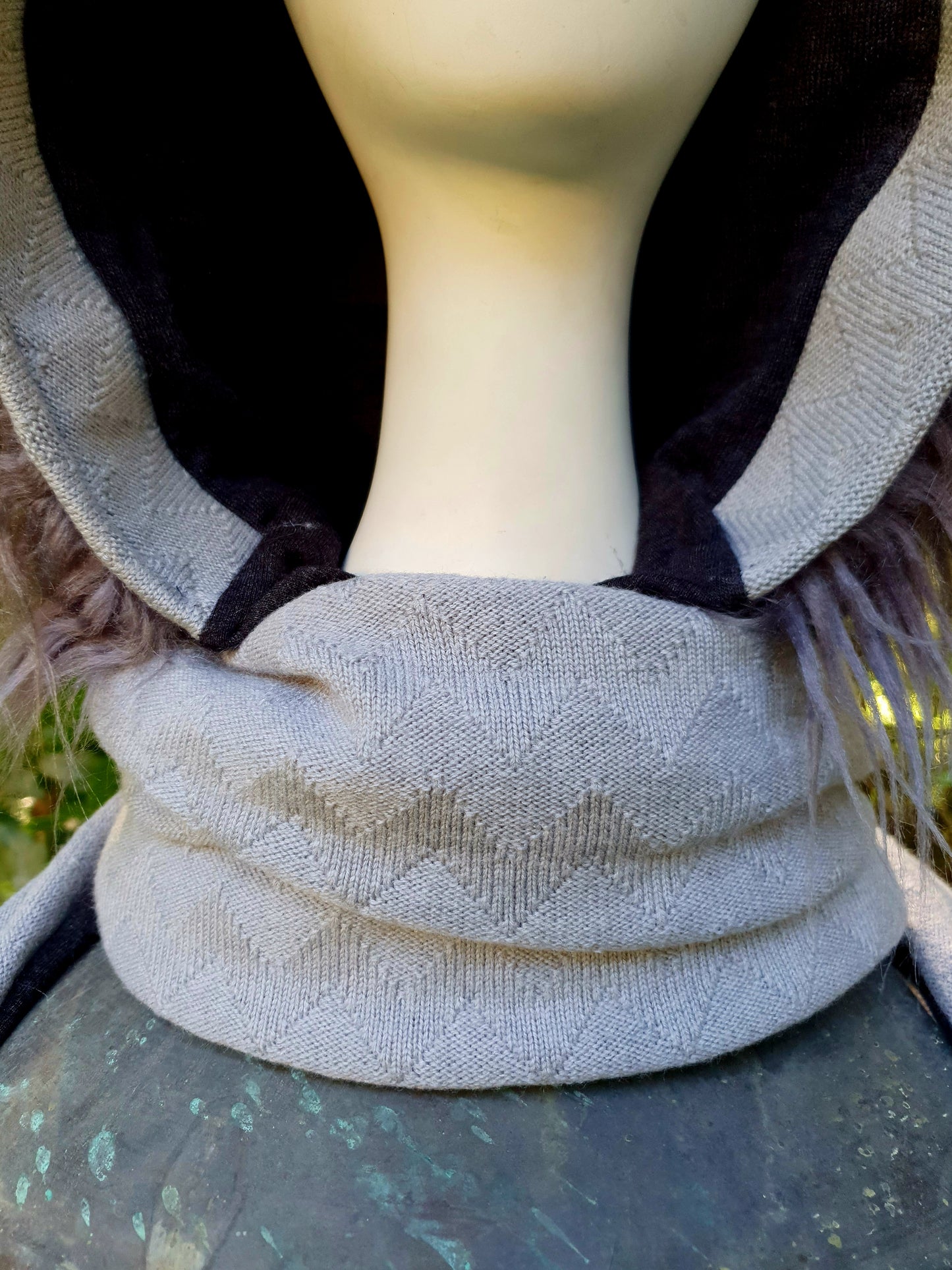 Merino Grey Luxe Hooded Scarf