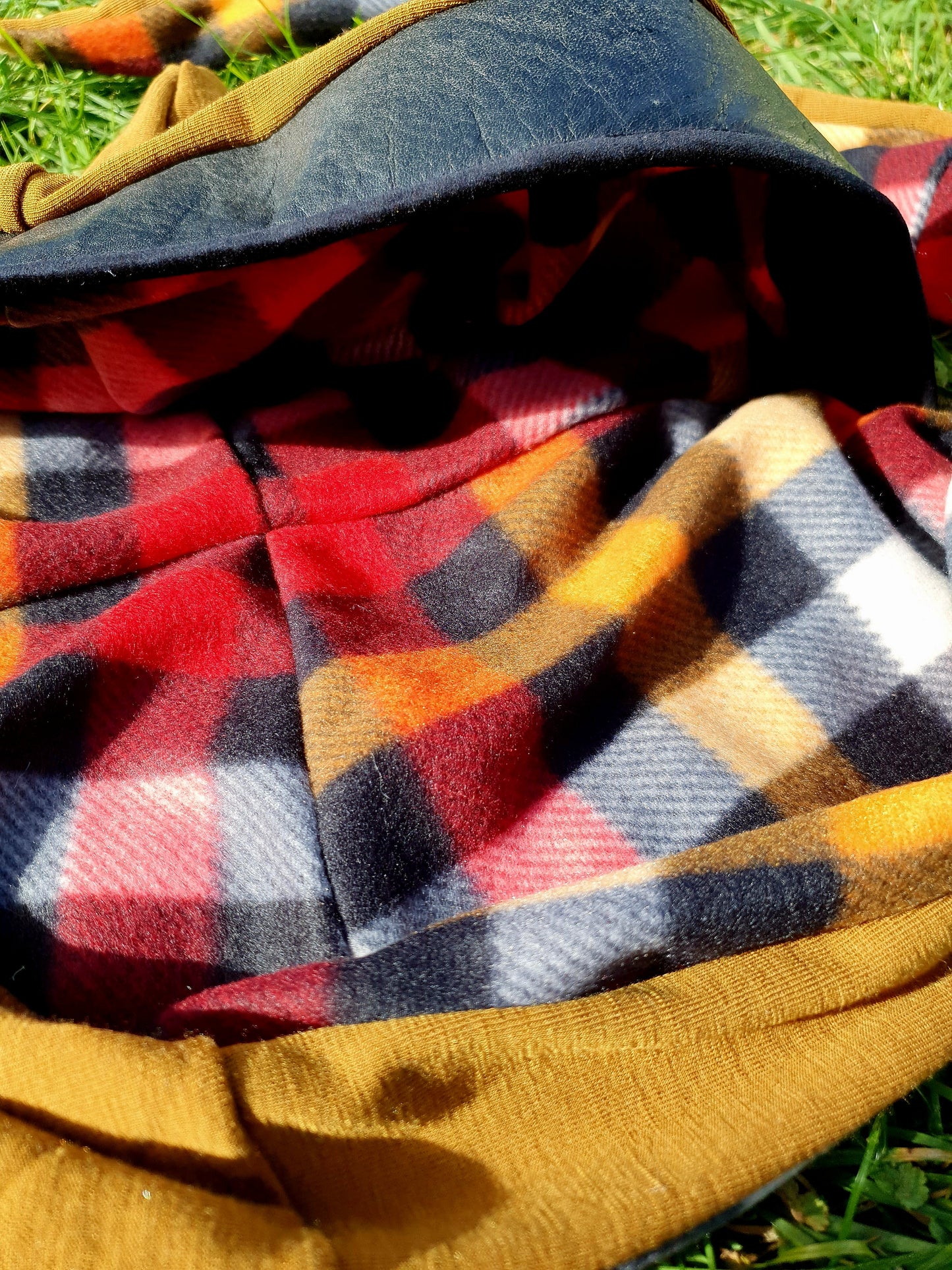 Merino Ochre and Leather Hooded Scarf