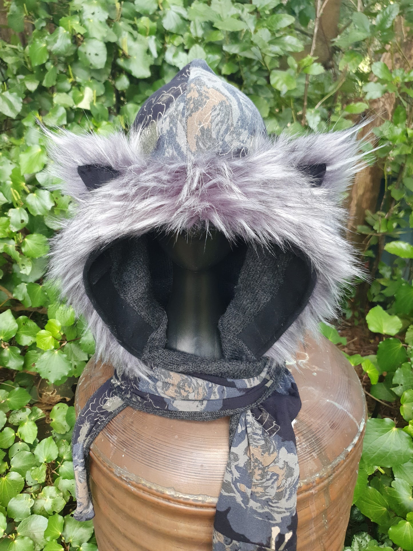 Grey Lush Hooded Scarf with Alpaca knit lining