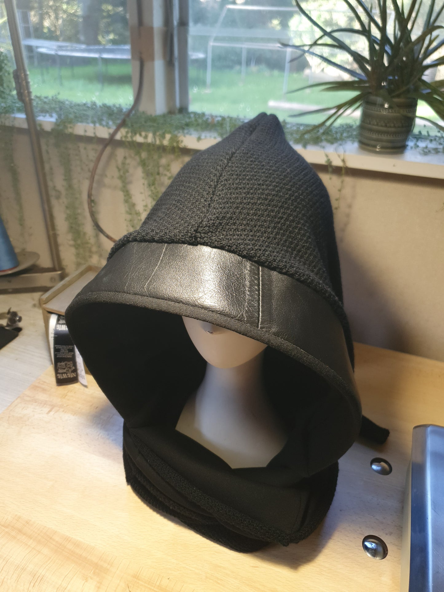 Solid Black Hooded Scarf