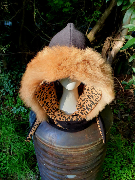 Real Alpaca Fur Hooded scarf