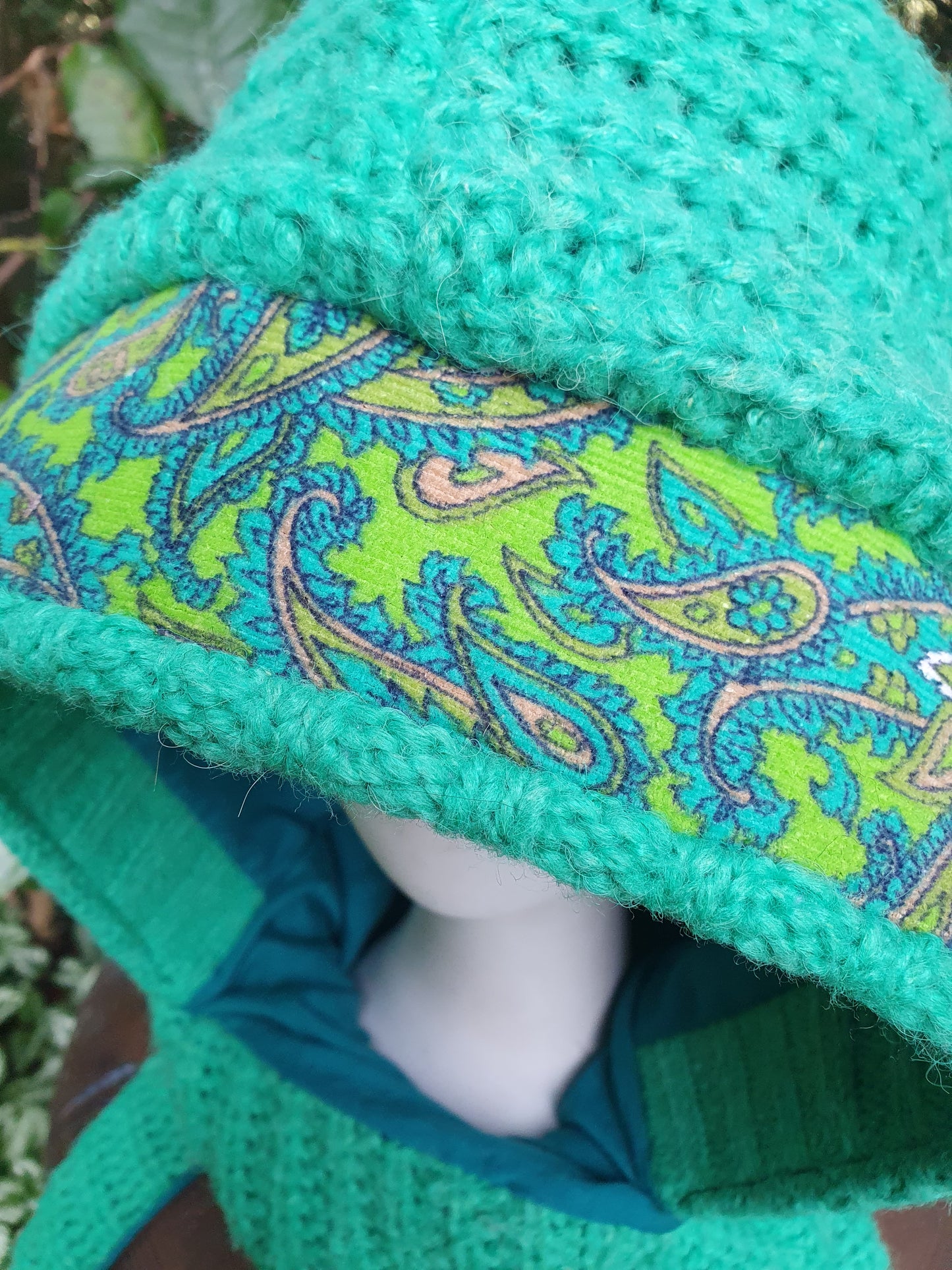 Chunky Teal Jade Green Hooded Scarf and Merino Gloves