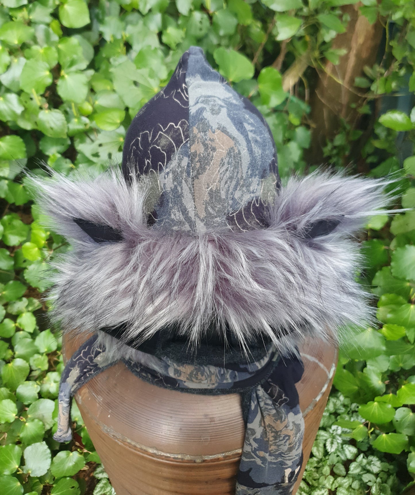 Grey Lush Hooded Scarf with Alpaca knit lining